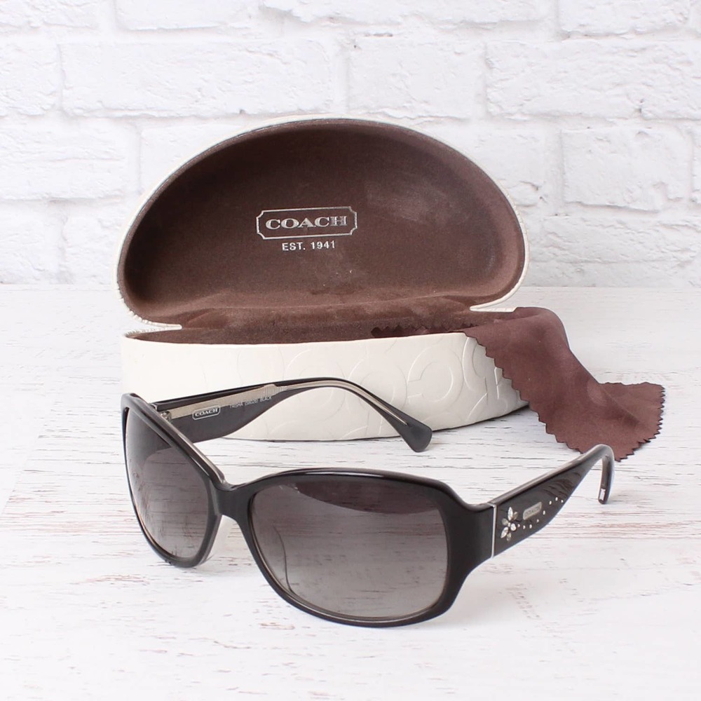 Coach Sunglasses Rectangle Black Womens Lens NEW